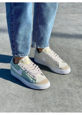 Зелені літні кросівки nike blazer low 77 vintage leather green beige найк блейзер зелені No Brand