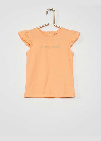 Персикова футболка,персиковий з принтом, Kiabi