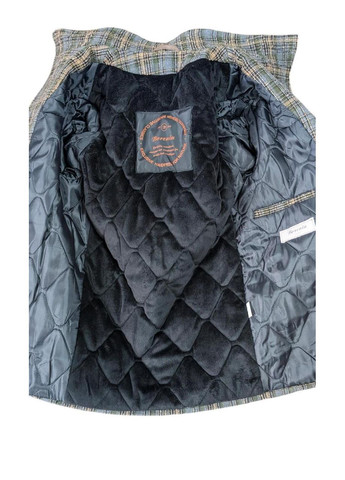 Комбіноване демісезонне Пальто для хлопчика KS07 підросток 34 (140-146 см) коричнево-зелена клітинка Borenia