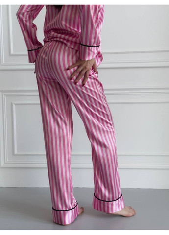 Рожева всесезон жіноча сатинова піжама з лого vs сорочка + брюки Vakko