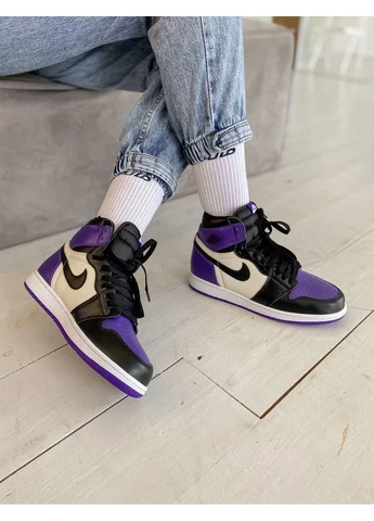 Білі літні кросівки nike air jordan 1 retro mid violet white black найк аір джордан No Brand