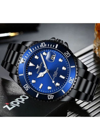 Годинник чоловічий на руку з безелем Чорний з синім циферблатом ( код: IBW911BZ ) Fngeen (361868021)