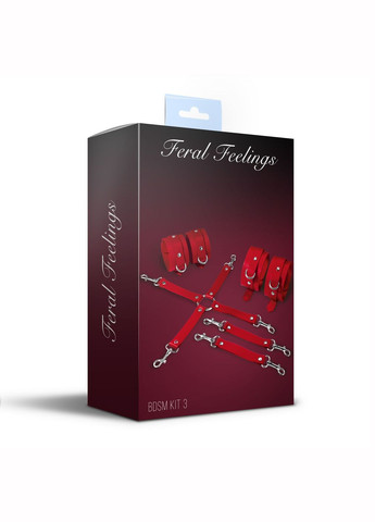 Набор BDSM Kit 3 Red, наручники, поножи, коннектор Feral Feelings (297202173)