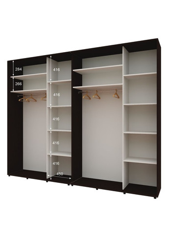 Шкаф-купе четырехдверный Комфорт Мебель 300*60*220 см Венге 4 двери Зеркало Стандарт Комфорт Меблі (360474389)