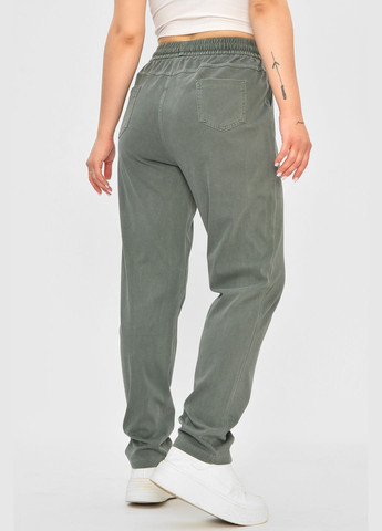 Джинсы женские полубатальные прямые зеленого цвета Let's Shop - (347623006)