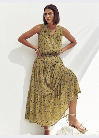 Зелена кежуал сукня-міді в квітковий принт зелена Dressa з квітковим принтом