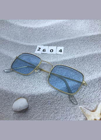 Стильні окуляри з синіми лінзами в золотистій оправі No Brand (303723554)