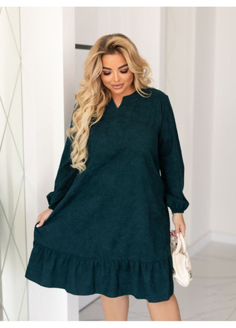 Изумрудное повседневный платье вельветовое свободного кроя LeVi