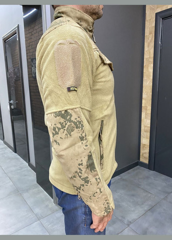 Армійська Кофта флісова, тепла, розмір,, Камуфляжні вставки на рукави, плечі, кишені (WT-3535jk) Wolftrap (362601806)