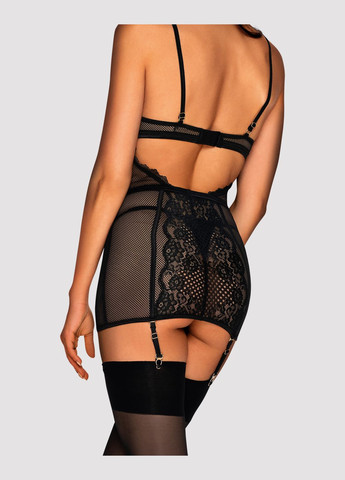 Черный демисезонный сорочка в сеточку basitta со шнуровкой,, Obsessive