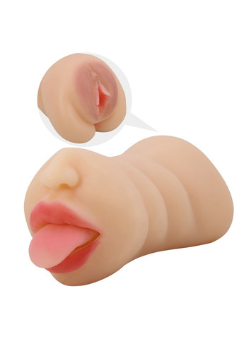 Мастурбатор двосторонній Sarah рот і вагіна, 18 х 8.5 см Crazy Bull (361670204)