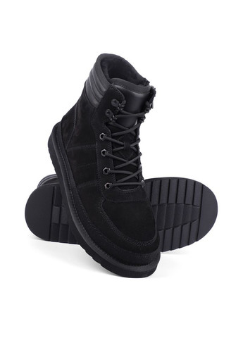 Черные зимние мужские ботинки 1130729 черный нубук Miguel Miratez