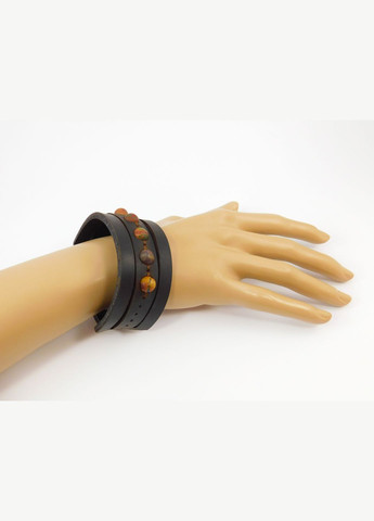 Эксклюзивный браслет коричневая кожа Яшма матовая 17 Fursa fashion (322313522)