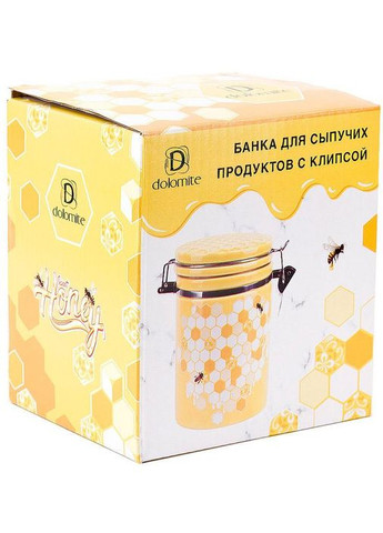 Банка керамическая "Sweet Honey" 650мл для сыпучих продуктов с металлической затяжкой, желтый Bona (372175917)