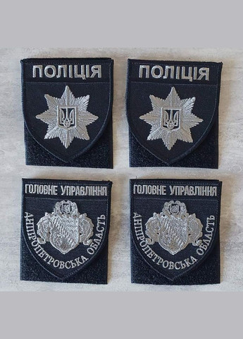 Шеврон Головне Управління Поліції - Дніпропетровська область срібло на чорному фоні (чорна окантовка) No Brand (336381497)