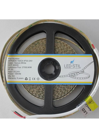 LED стрічка 4000K, 18 Вт, 2835, 192 шт, IP33, 24V, 2700LM Led-Stil (371777726)
