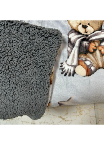 Двосторонній Плед "Comfort & Style" (Велюр + Teddy Fur), розмір 200*220 см сірого кольору з малюнком No Brand (366561123)