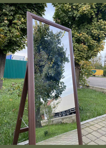 Дзеркало в повний зріст на підлогу в класичній рамі кольору горіх темний на ніжці 180 х 50 см No Brand (333823539)