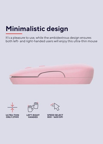 Компютерная мышь Puck Wireless/Bluetooth Silent, бесшумная, Pink Trust (345064927)