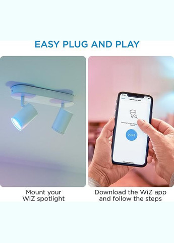 Світильник точковий накладний розумний IMAGEO Spots, 2х5W, 2200-6500K, RGB, Wi-Fi, WiZ (315503719)