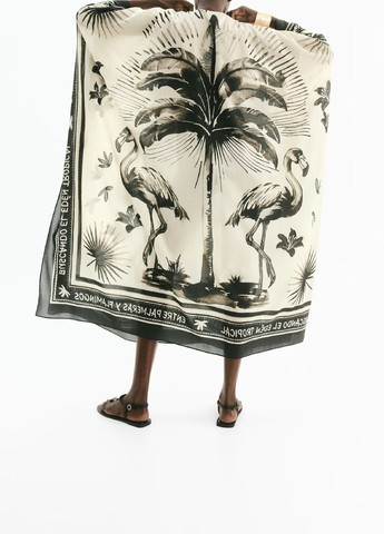 Светло-бежевое кэжуал платье H&M с рисунком