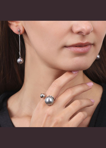 Открытое кольцо с серой жемчужиной Sincera (339870015)