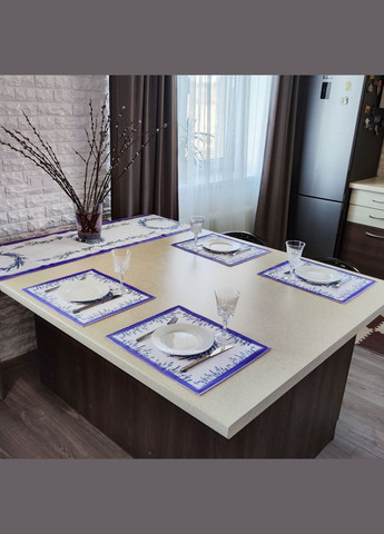 Набір з 2 сервірувальних серветок (ланчматів) водовідштовхувальних підтарільників білих з лавандою Maystat (305775319)