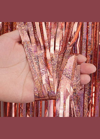 Дождик для фотозоны длинный с голограммой 4 м на 1 м розовое золото Jannet Дощик (316644785)