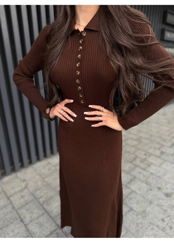 Коричневое праздничный платье по вязке турция — замеры в описании силуэтная DK/DL Мода без кордонів однотонное