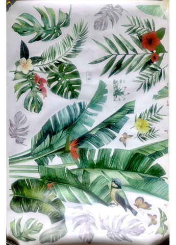 Виниловые наклейки Зеленые листья папоротник банан (лист 60 х 90 см) Б83-7 No Brand (355947889)