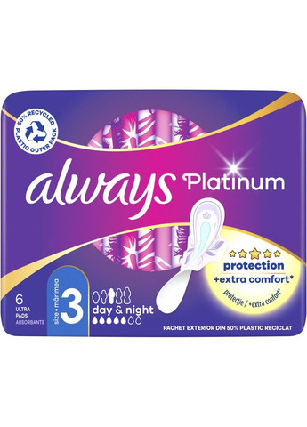 Гігієнічні прокладки Platinum Day & Night Single ароматизовані, 6 шт. Always (328231513)