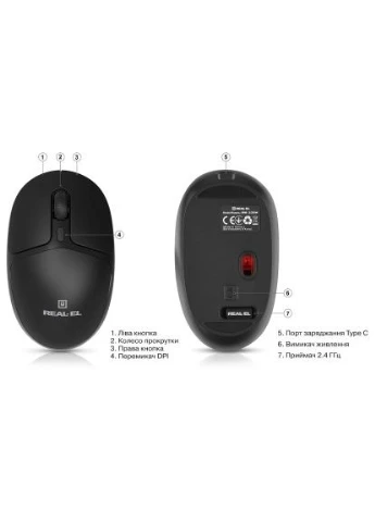 Мышка RM-335W Wireless Black (EL123200055) Real-El (397283457)