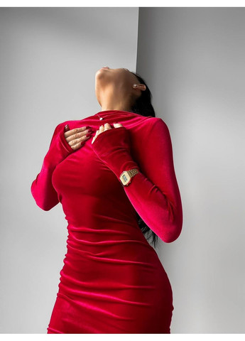 Червона святковий, коктейльна, вечірня, кежуал жіноча оксамитова сукня силуетна Asi.Store.ua