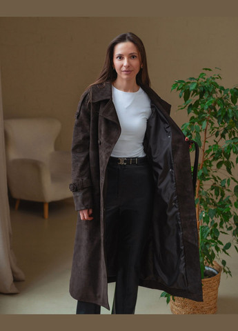 Темно-коричневе Тренч із преміальної щільної замші Vovna Shop