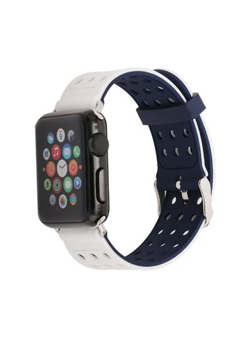 Двухсторонний ремешок с перфорацией для Apple Watch 42mm / 44mm / 45mm - Navy Blue&White Primo (262296504)