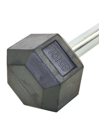 Штанга фіксована пряма гумова Rubber Hexagon Barbell TA-6230 15 кг FDSO (286043787)