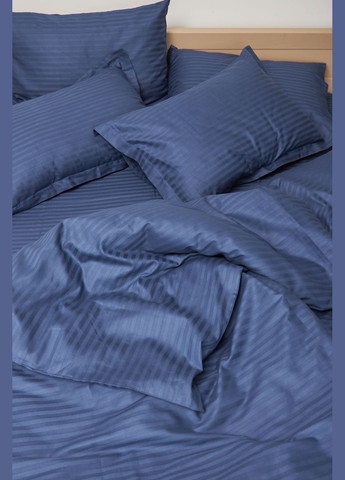 Комплект постельного белья полуторный евро 160х220 наволочки 4х70х70 Satin Stripe (MS-820000514) Moon&Star delfi blue (284416119)