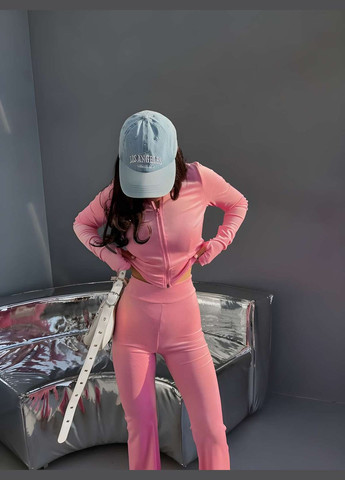 М'який велюровий костюм штани + кофта на весну, костюм з високою посадкою, костюм з... No Brand (329890420)