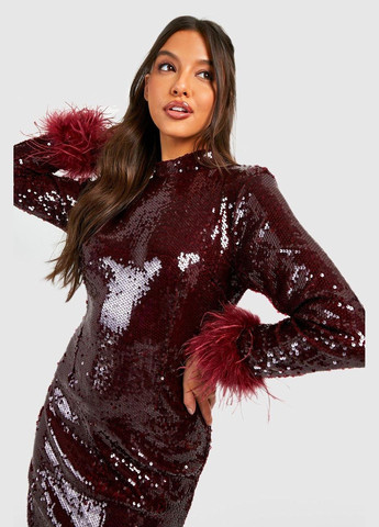 Бордова сукня Boohoo
