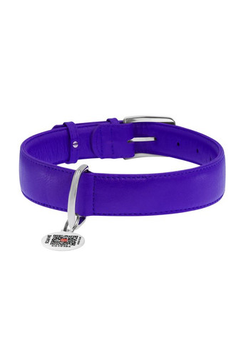 Ошейник для собак кожаный Glamour с QR паспортом, без украшений,, Ш 35 мм, Длин 46-60 см фиолетовый WAUDOG (322001540)