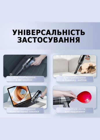 Ручний акумуляторний універсальний пилосос Suitu ST6650 Pro потужністю 12000Pa, срібний No Brand (301778717)