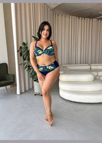 Синий летний женский купальник. раздельный No Brand