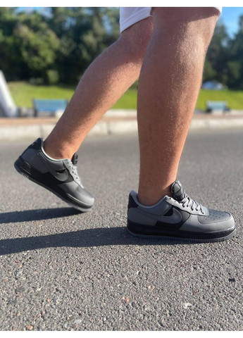Серые демисезонные кроссовки мужские nike air force 1 grey black найк аир форс 1 премиум No Brand
