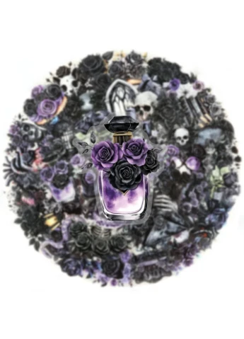 Стикерпак Black and Purple Gothic Rose — 50 виниловых наклеек LTC LC25041703H (395873439)