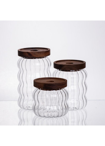 Набор стеклянных банок с бамбуковыми крышками 400 600 800 мл контейнеры для сыпучих продуктов для хранения пищи Yiwu (370432895)