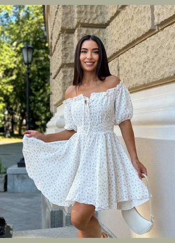 Білий повсякденний жіноча сукня FINO Mode з квітковим принтом