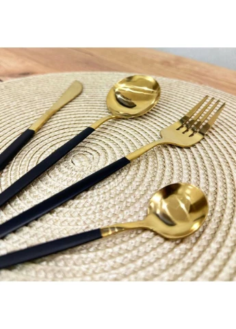 Набір столових приборів 4 предмети Cutlery set GOLD Золотий на 1 персону ложка, виделка, ніж A-Plus (379998842)