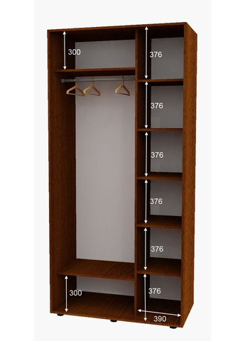 Шкаф-купе двухдверный 130*60*230 Орех лесной ДСП/Зеркало с пескоструйным рисунком Алекса (360442846)