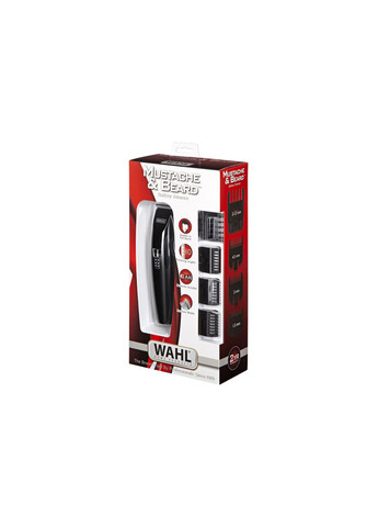 Тример WAHL Mustache&Beard, для бороди і вусів, 2хАА, роторний мотор, насадок-4, гребінець, підставка, сталь, чорний MOSER (322617860)