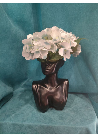 Чорна ваза жіночий бюст зі штучною гортензією Handmade (361895932)